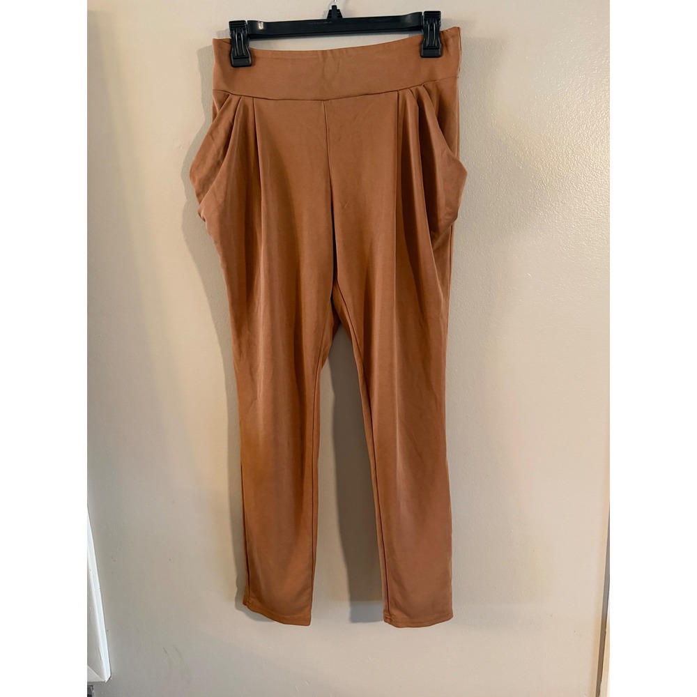 Free People Camel Brown Slouchy Harem Cargo Pants Pleated Pockets Small S/P
